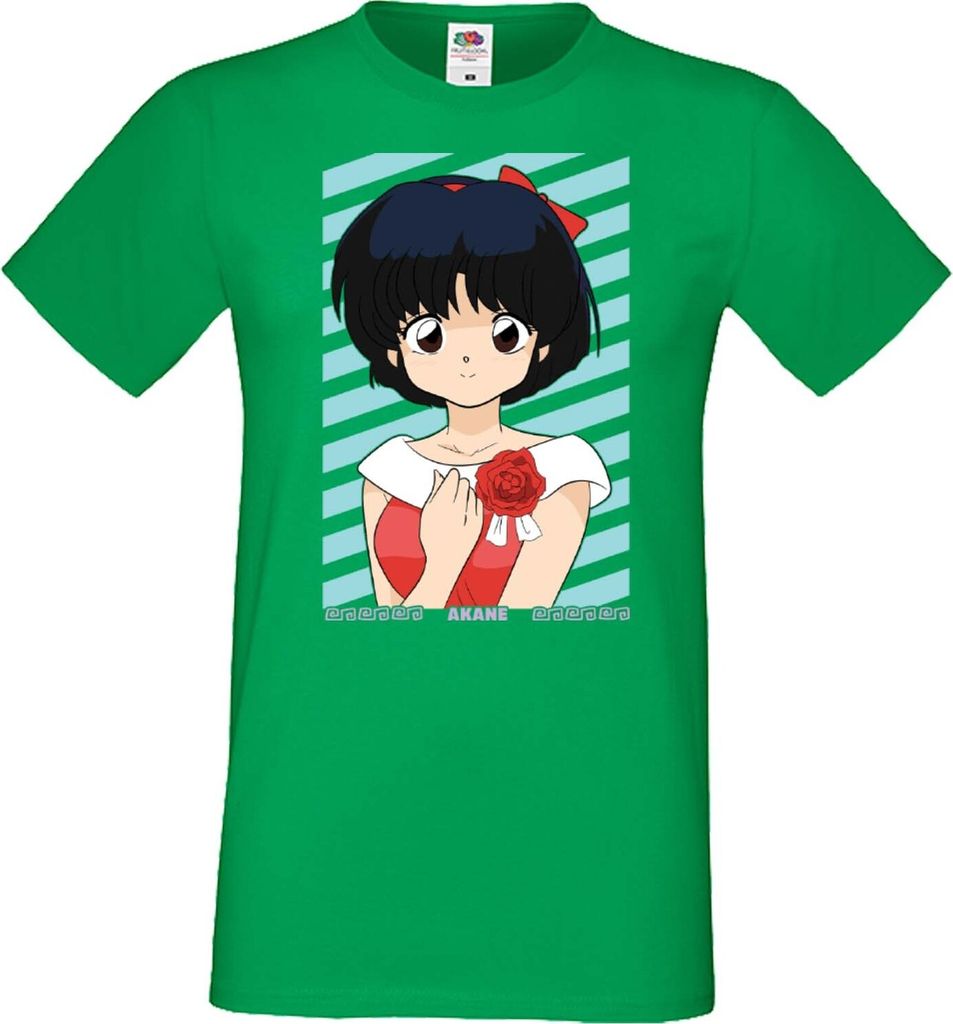 Herren T-Shirt Anime Manga Ranma Akane Tendo, Man M / Grün