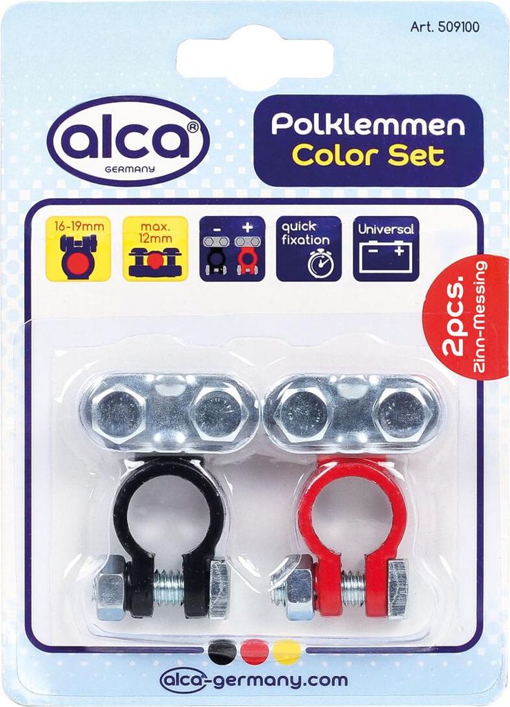alca® Jeu de 2 cosses de batterie rouge/noir 6/12 Volt Image du produit 