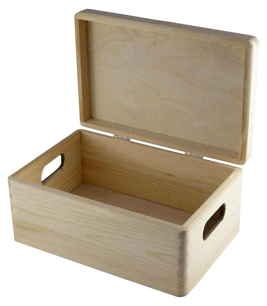 Holzkiste mit Deckel 30 x 20 cm Aufbewahrungsbox aus Holz mit Griff