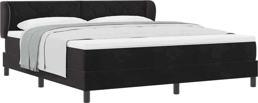 Boxspringbett mit Matratze Schwarz 180 x 200 cm Samt