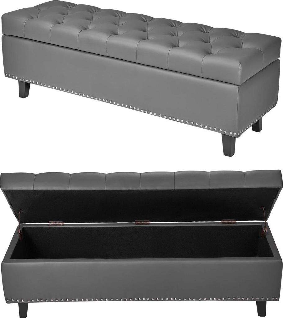 SucceBuy Sitzbank Ottomane (415 x 1305 x 440 mm) aus Kunstleder mit Holzbeinen & Stauraum, elegante Schuhbank mit 300 kg Belastbarkeit, vielseitige...