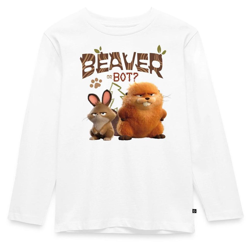 Spreadshirt Hoppers Beaver Or Bot Kinder Premium Langarmshirt, 134/140 (8 Jahre), Weiß