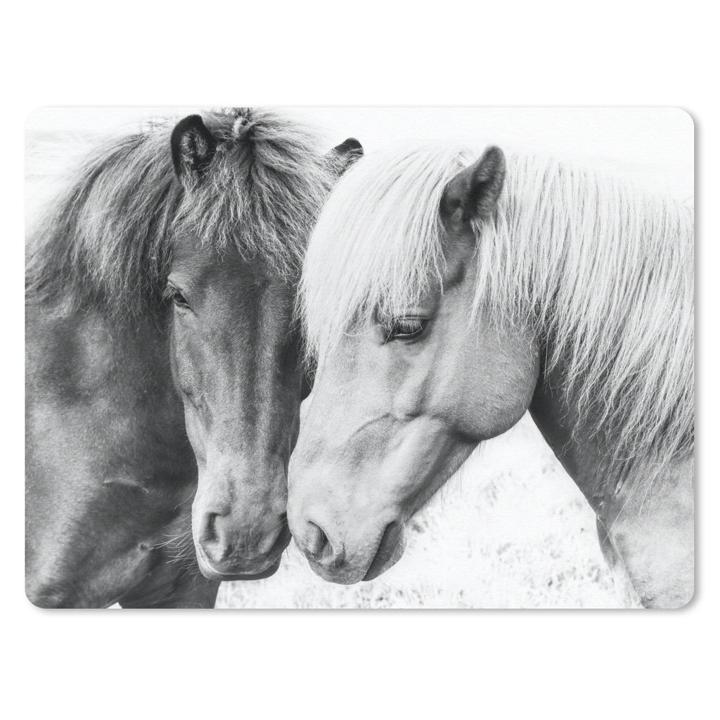 MuchoWow Mauspad Mousepad Pferde - Tiere - Schwarz und weiß - Natur 23x19 cm - Mousepads - Maus Mat - Pad - Mausunterlage - Schreibtischunterlag...