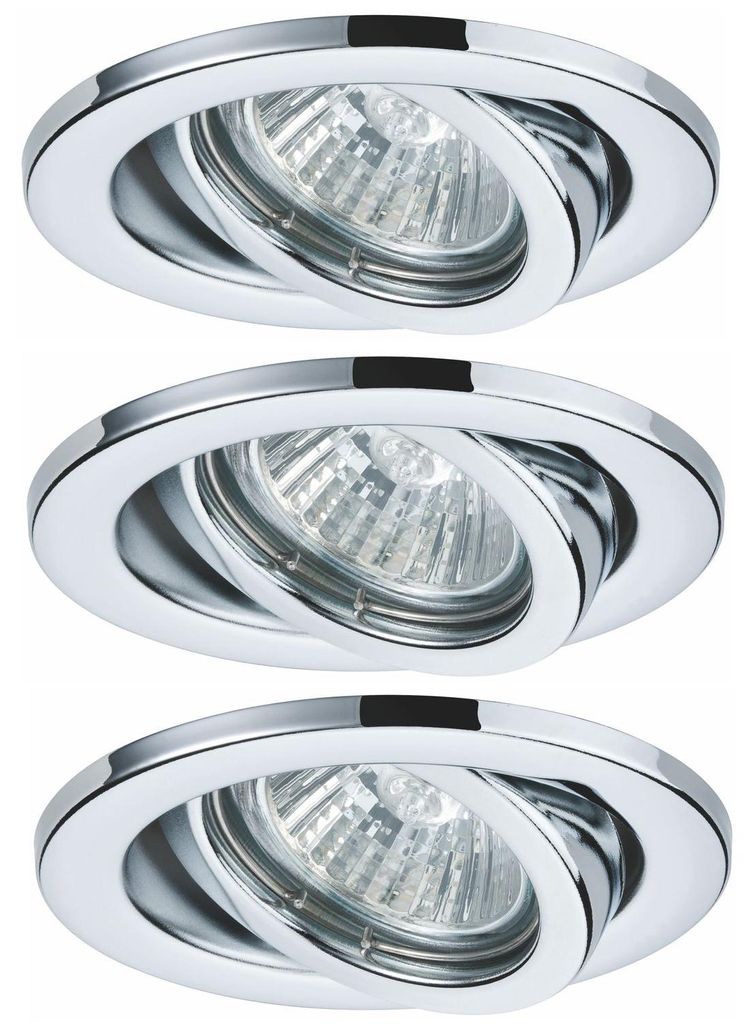 Nice Price Basic Einbauleuchten Set schwenkbar 3x50W 230V GU10 51mm Chrom/Metall