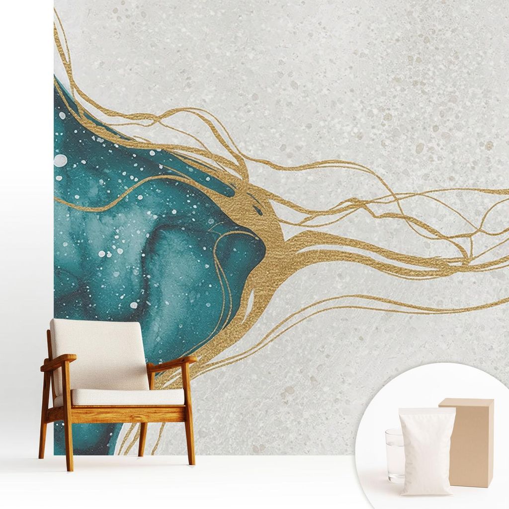 Fototapete - 250x250 cm - Tapete - Wandtapete - Wandbilder - Dekofolie - Tapete Folie - Wand - Dekoration - Wohnzimmer - Türkisfarbene Linien