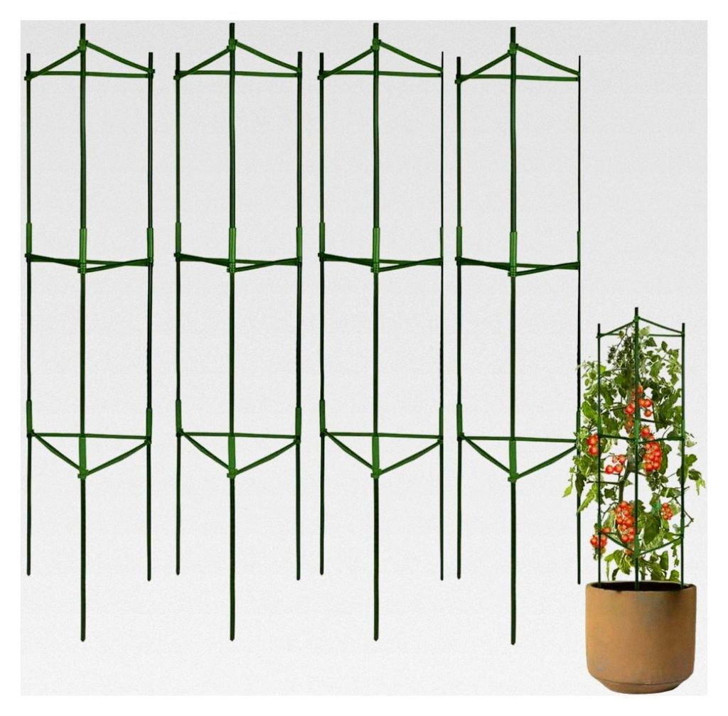 4 Stück Rankgitter für Tomaten und Gurken, Gartenrankgitter für Kletterpflanzen, 120 cm Rankhilfe aus Metall für Gemüse, Blumen und Obstpflanz...