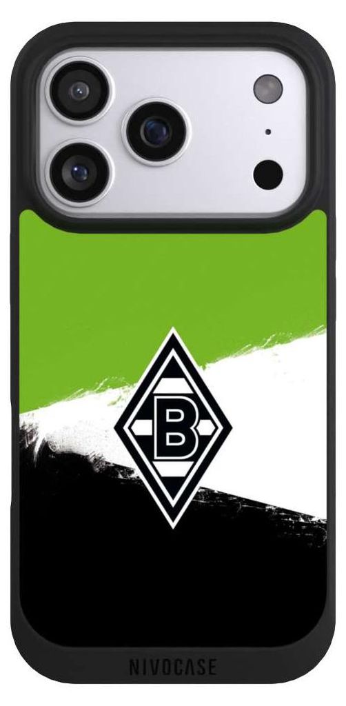 NIVOCASE Handyhülle für Apple iPhone 17 Pro Hülle NIVOpure Case Schwarz Borussia Mönchengladbach Offizielles Lizenzprodukt BMG