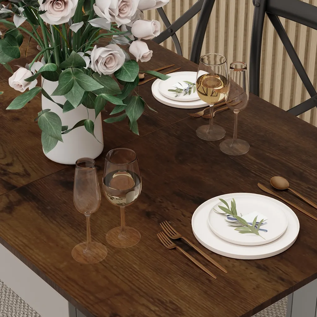 Table pliante gain de place 150 cm plateau MDF renforcé noir brun - 7