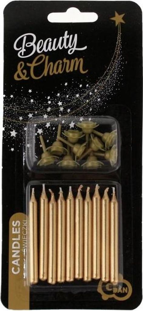 Verjaardagskandelen met voetstuk, goud, 5 cm, 10 stuks. Productafbeelding 