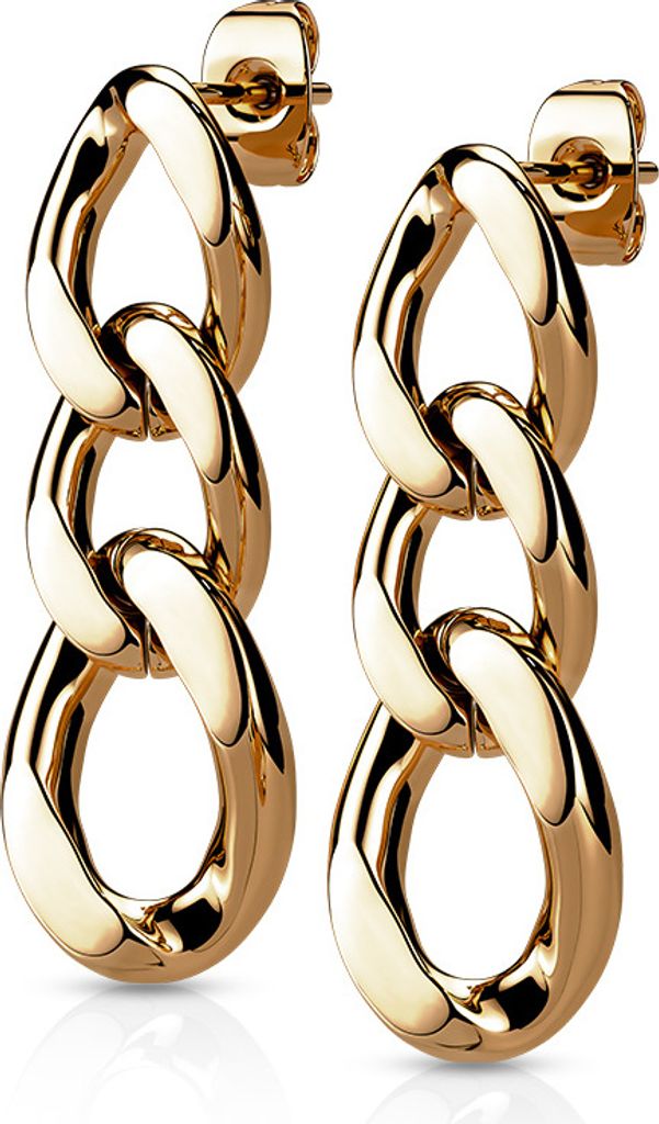 viva-adorno Damen Ohrstecker Edelstahl Ketten Ohrringe Kettenglieder Ohrhänger Gliederohrringe SER1, rosegold