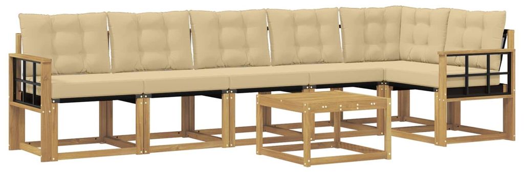 “2026 Modern“ Braun Outdoor-Sofagarnitur mit Kissen 7 pcs Weiß und Beige - Designermöbel 96370 - Gartensofas