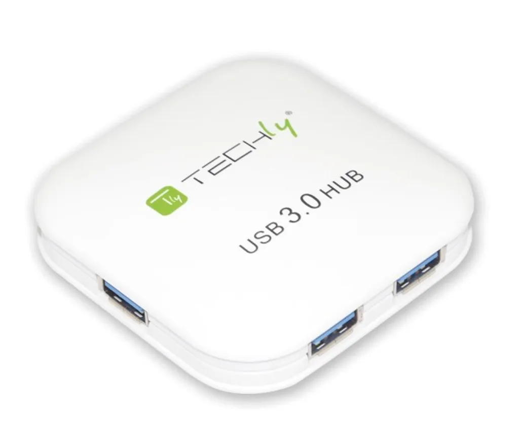 Hub USB 3.0 TECHLY 4 Ports Blanc 5 Gbps Transfert de Données Très Rapide - 6