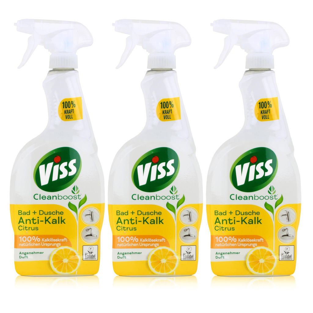 Viss Cleanboost Anti-Kalk Bad & Dusche 750ml - Kraftvoller Badreinige (3er Pack)