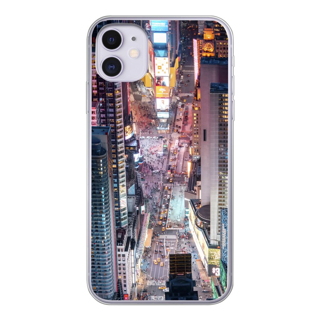 MuchoWow Handyhülle Schutzhülle Hülle für iPhone 11 Blick von oben auf den Times Square in New York Silikon Softcase Handy Hülle - Handytasche