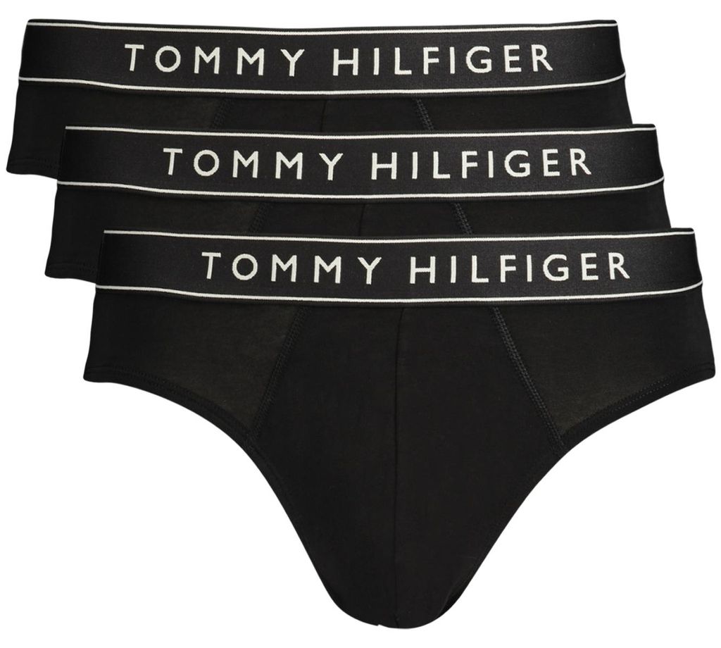 Herren Slip Schwarz 3er Pack - Elastisch & Stylisch mit Logo-Druck