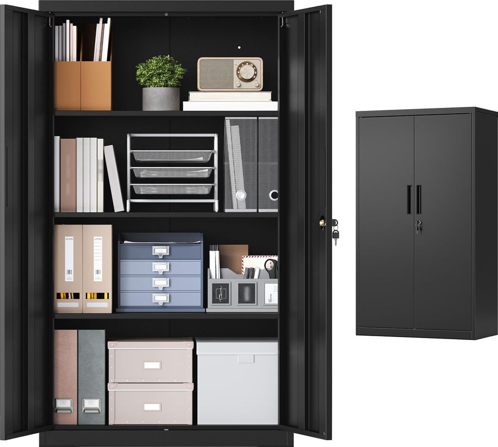 SONGMICS Stahlschrank mit 2 Türen, abschließbar, 3 Produktbild 