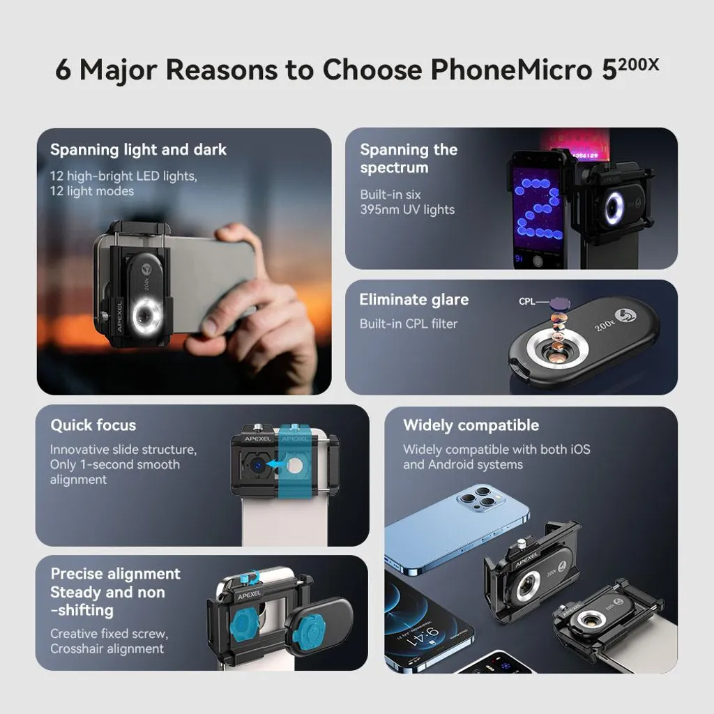 Microscope pour smartphone 200X : résout les reflets et le manque de LED - 4