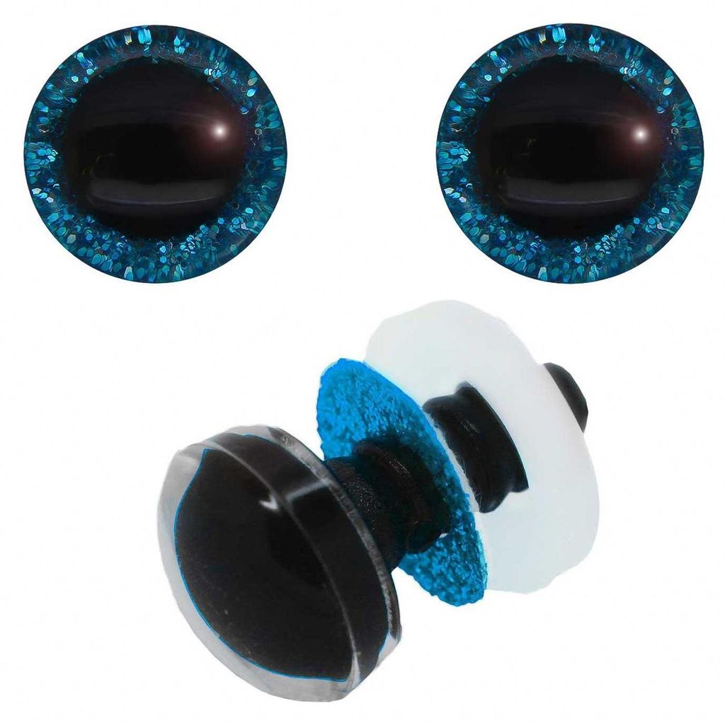 5 Paar Glitzer-Augen Kunststoffauge 20mm Sicherheitsaugen Puppen, Kuscheltiere Farbwahl, Farbe:blau