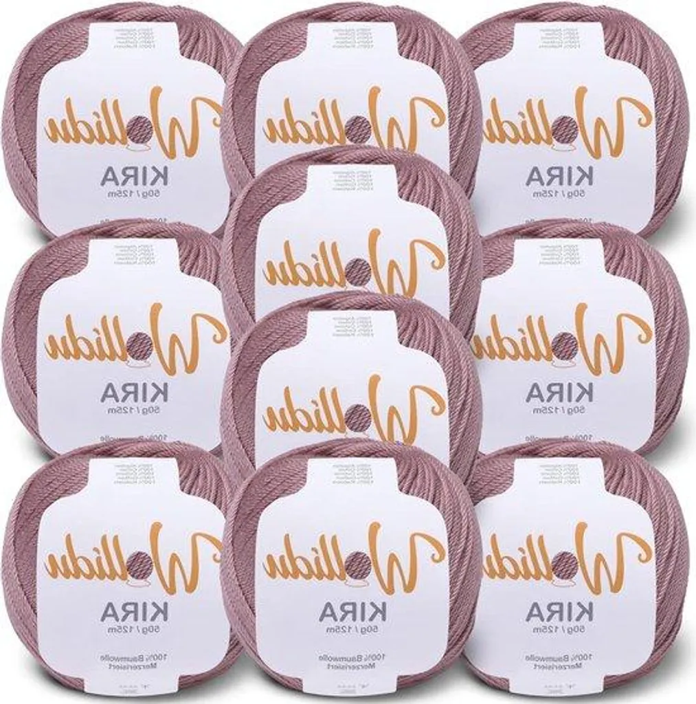 Lote de 10 pelotes de fil à tricoter 100% coton marron clair de 50g