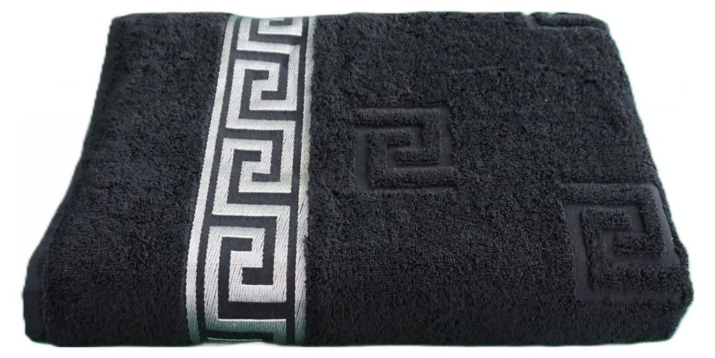 Medusa Badetuch 100x150 cm - Schwarz / Silber  - Jacquard Produktbild 