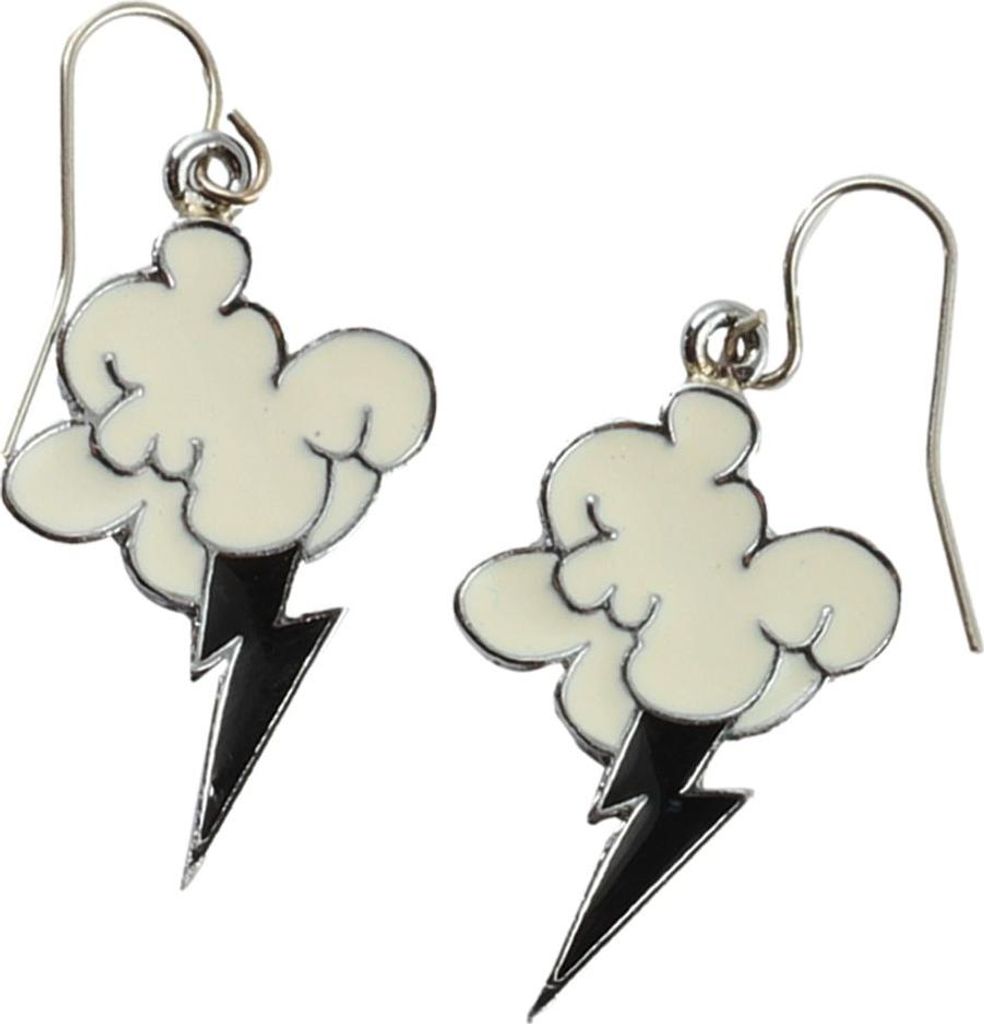 Ohrringe - Wolken mit Blitz weiß - schwarz Produktbild 