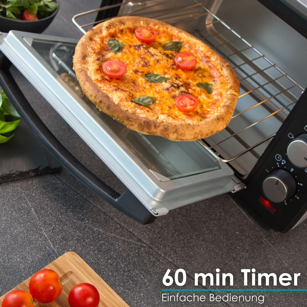Steinborg Mini-four 25L 1600W Argent - Four à Pizza 3-en-1 Convection - 4