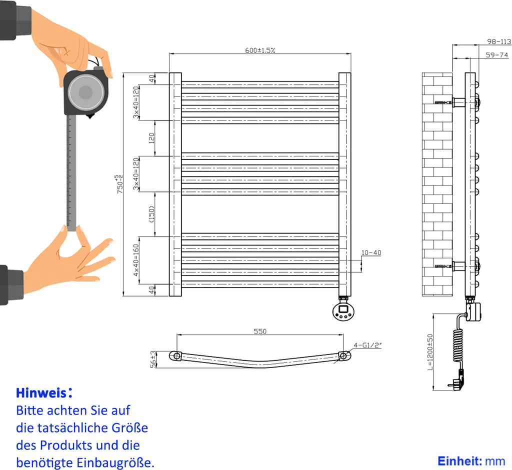 Adieu l'Humidité avec le Sèche-serviettes Anthracite Programmable EMKE 75x60