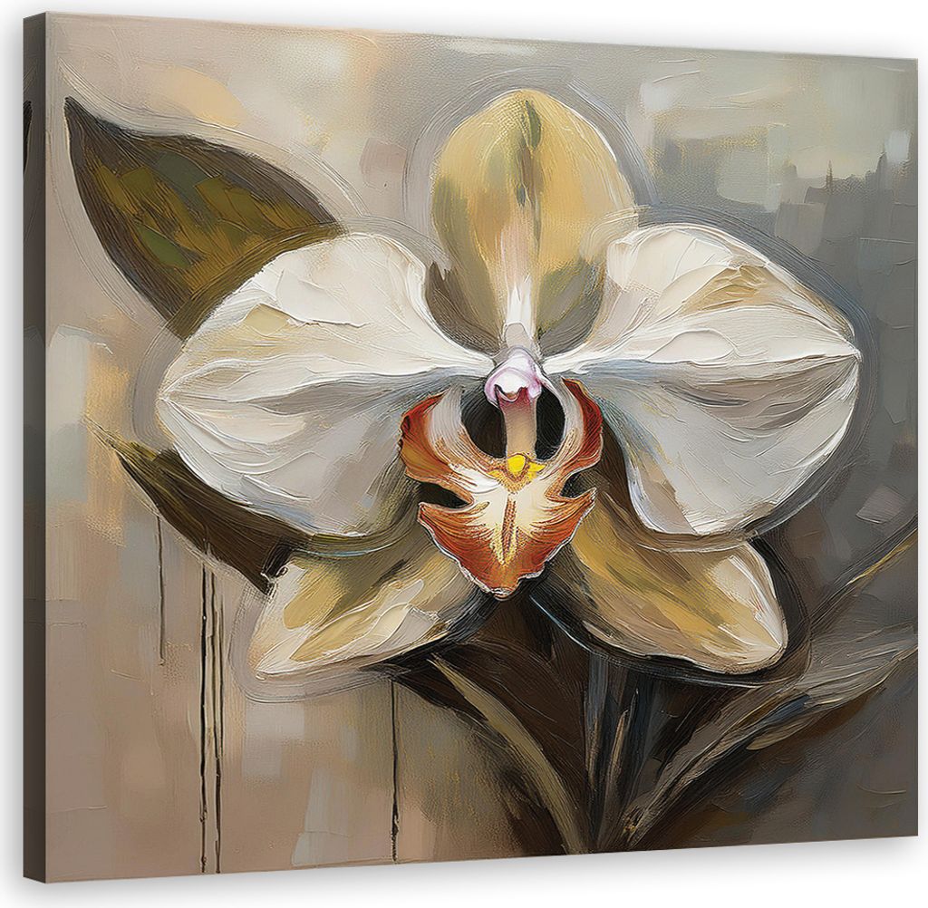 Leinwandbild Gemalte weiße Blume 50x50 Feeby Weiß bild für die wand bereit zum aufhängen