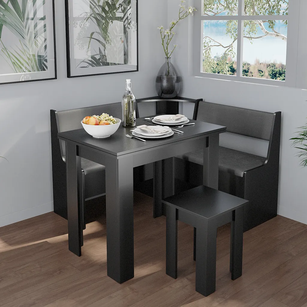 Banc d'angle compact noir 41.5x76.6cm Vicco Roman robuste
