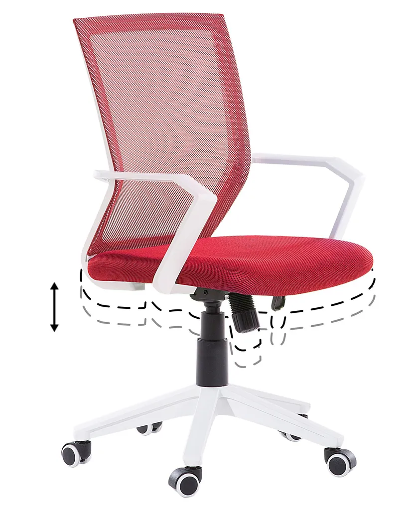 Chaise de bureau pour télétravail rouge réglable avec roulettes douces