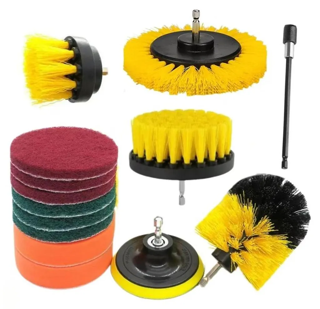 Kit brosses électriques pour rénover carrelage et jantes, 15 modèles pro