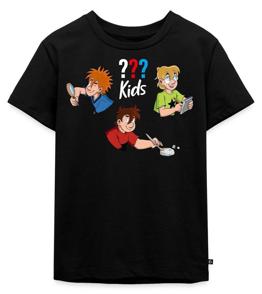 Spreadshirt Die Drei Fragezeichen Kids Detektive Kinder Premium T-Shirt, 122/128 (6 Jahre), Schwarz