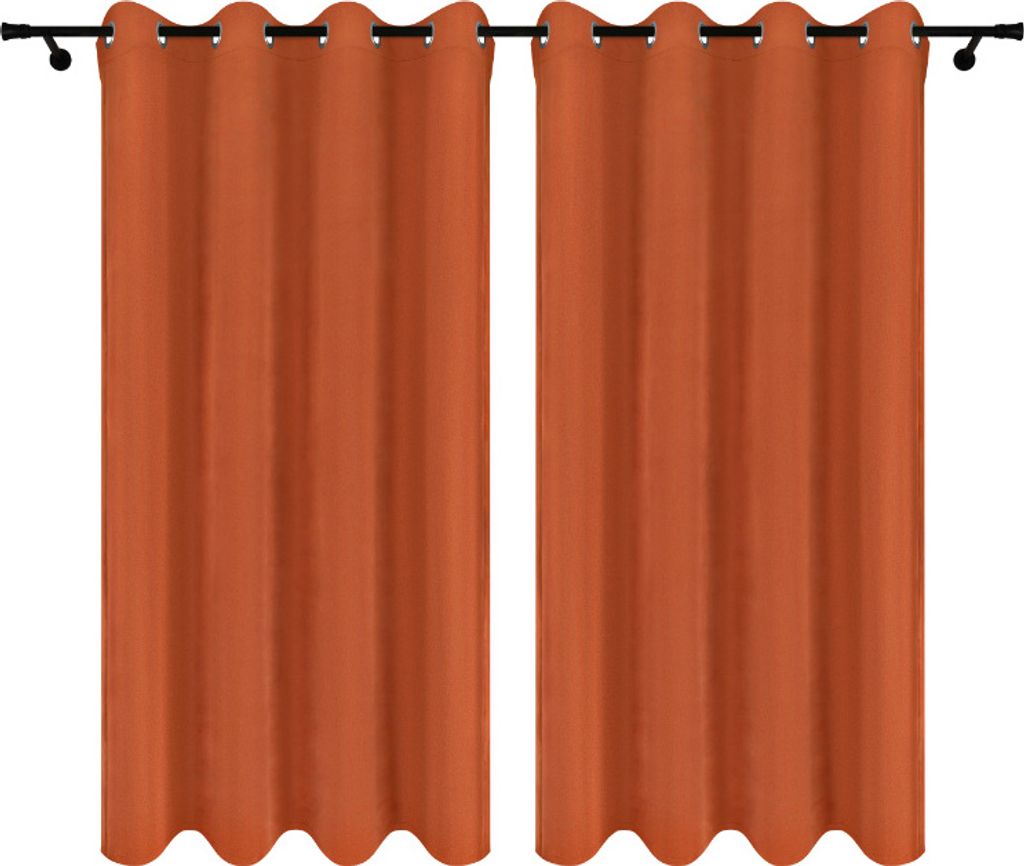 Fertige Vorhänge aus Velours mit Ösen 140x240 cm 2 Stücke Orange Dunkelorange Blickdichte Gardinen