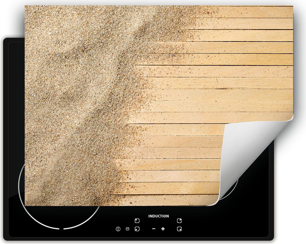 DarHaus Herdabdeckplatte 70x52 cm Anti Rutsch Matte Aufrollbar, Sand - Holz