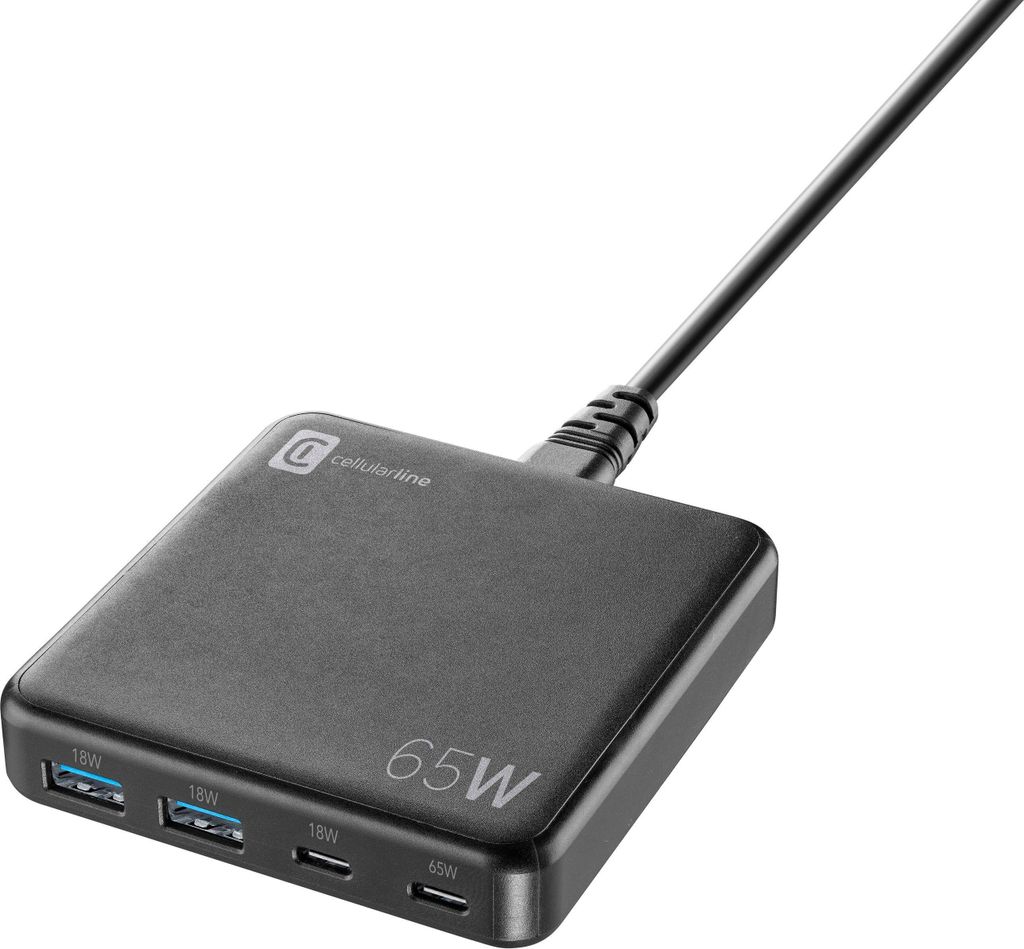 Ladegerät Multipower Desk 65 Watt Reiselader 4 Ports GaN Black (60003)