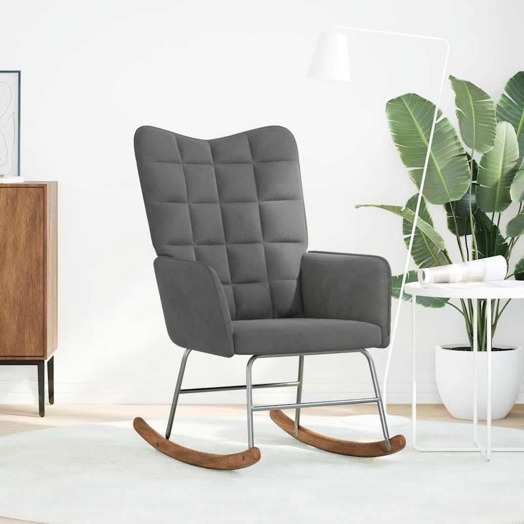 vidaXL Schaukelstuhl Dunkelgrau Samt