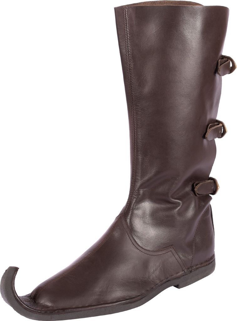 Schnabelstiefel mit drei Schnallen, dunkelbraun : 41 Größe: 41