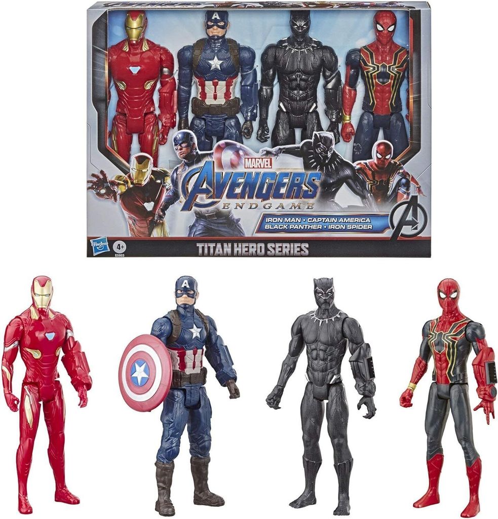 Hasbro Marvel Avengers Endspiel: Titan Heroes Series - Iron Man//Captain America//Black Panther//Iron Spider (E5863)