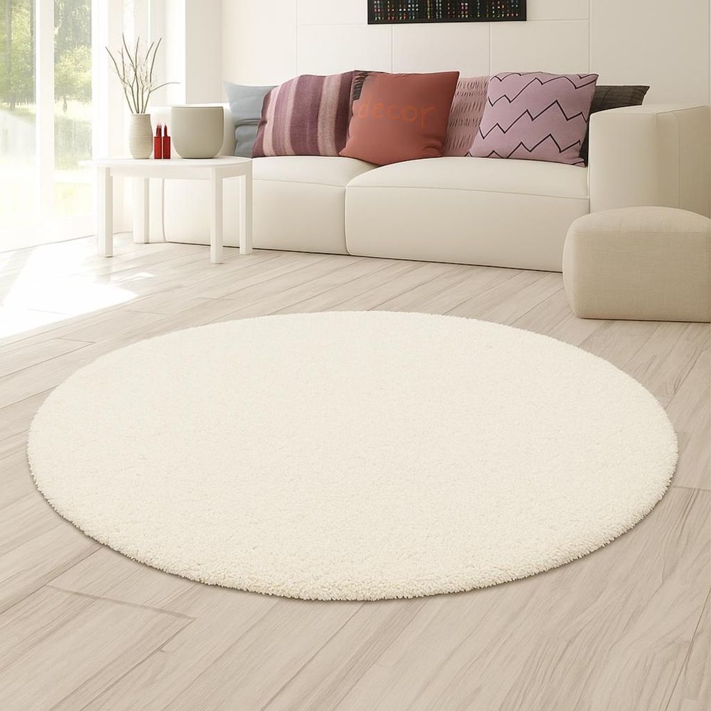 Tapis Shaggy couleur crème pour le salon et la chambre à Image du produit 