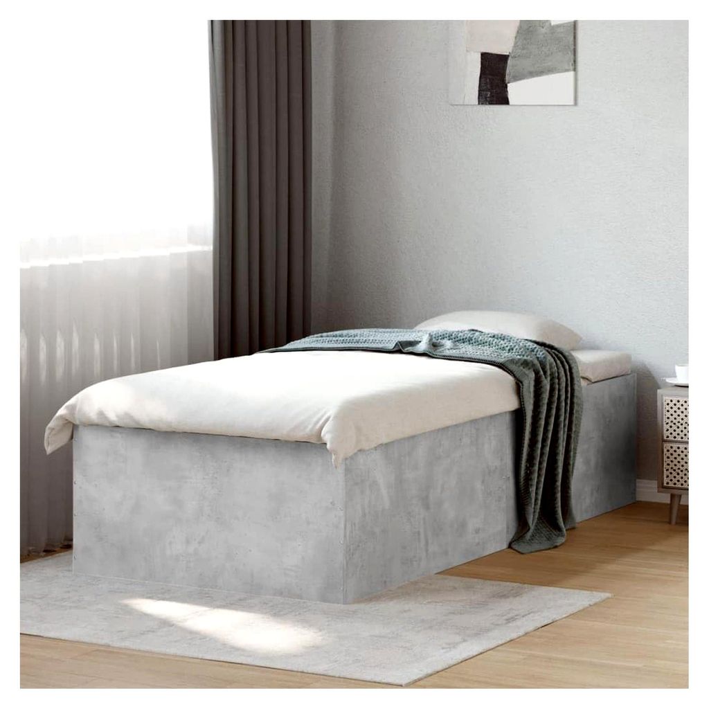 Bettgestell ohne Matratze in Beton Grau 75x190 cm kleines Einzelbett