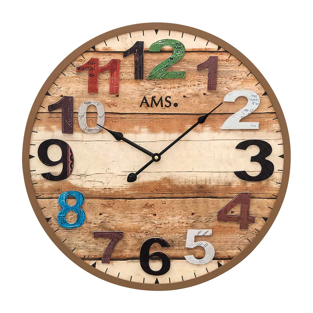 Montre AMS 9539 unisexe avec boîtier plat et finition en acier brossé