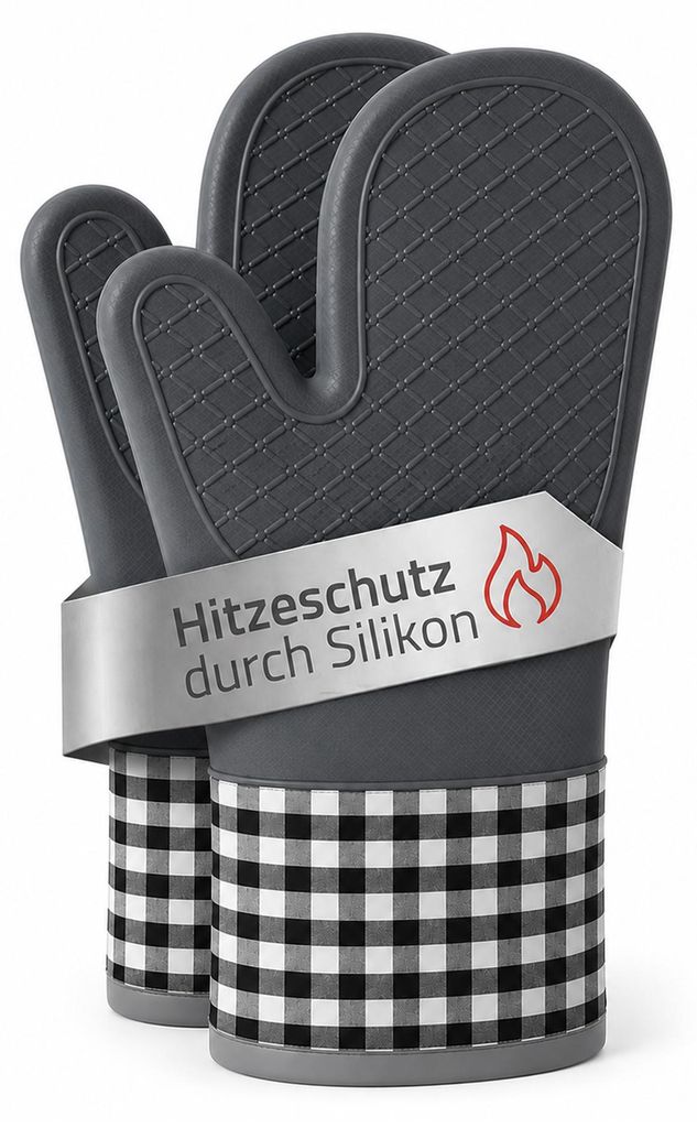 Siliconen ovenwanten, set van 2 - Grijs Productafbeelding 