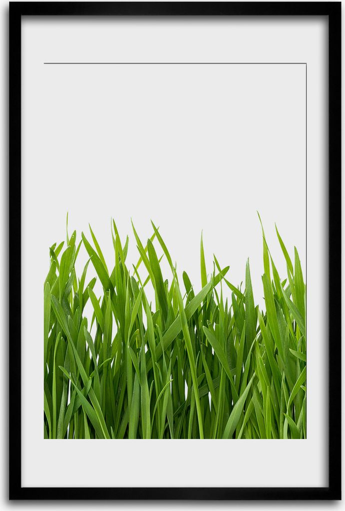 Bild - Bilderrahmen - 40 cm x 60 cm - MDF - Rahmen - Wandkunst - Grünes Gras