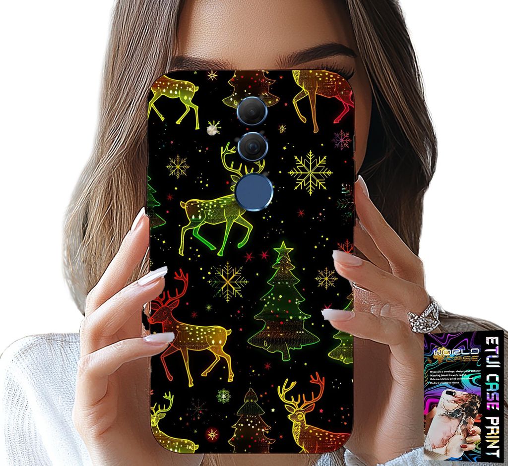 Hülle Für Huawei Mate 20 Lite - Rentier, Schneeflocke, Weihnachtsbaum + Glas