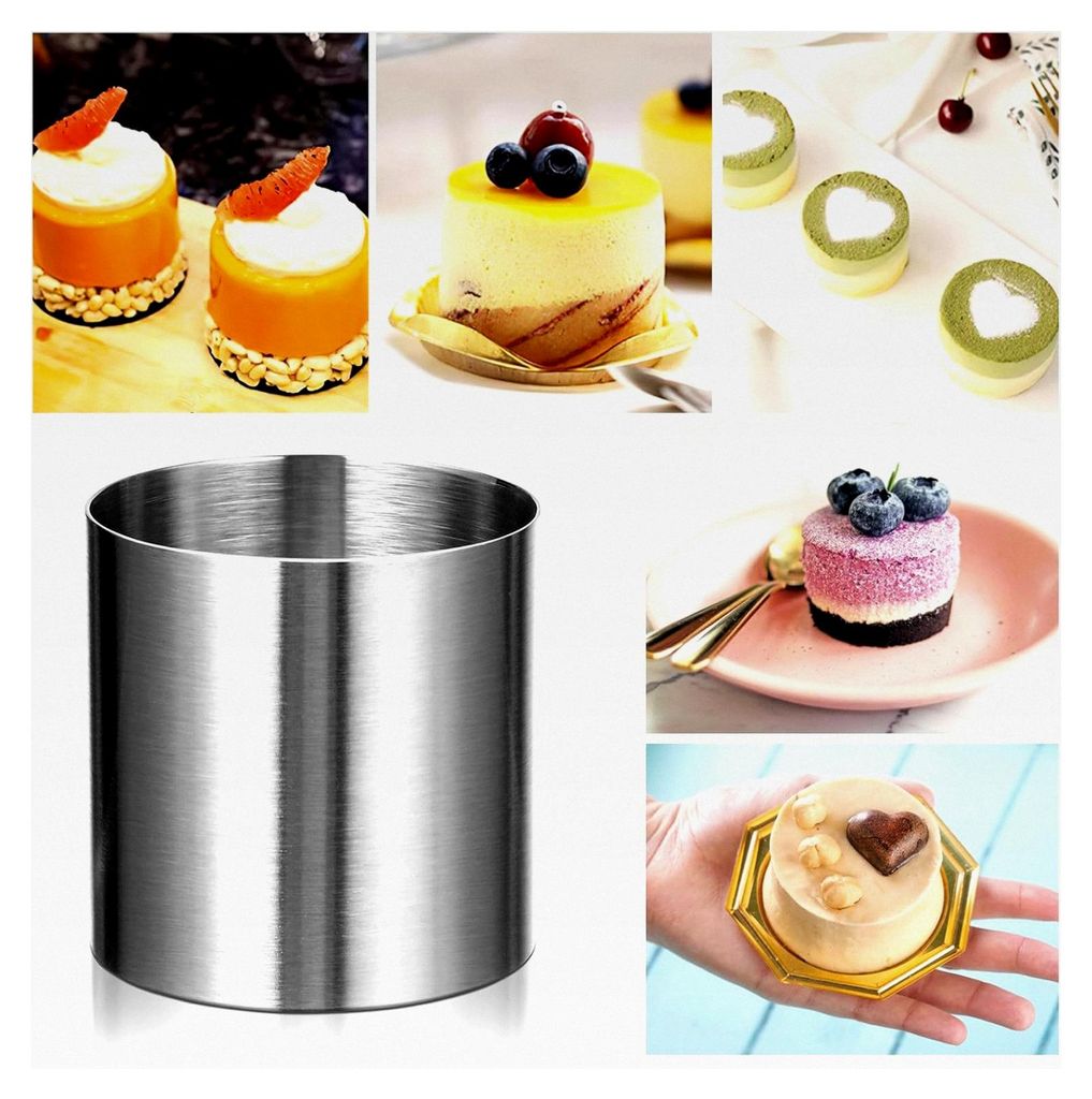 Runde kleine Backform aus Edelstahl für Mousse-Torten und Kekse 5X5X5cm wiederverwendbar für Desserts und kleine Kuchen