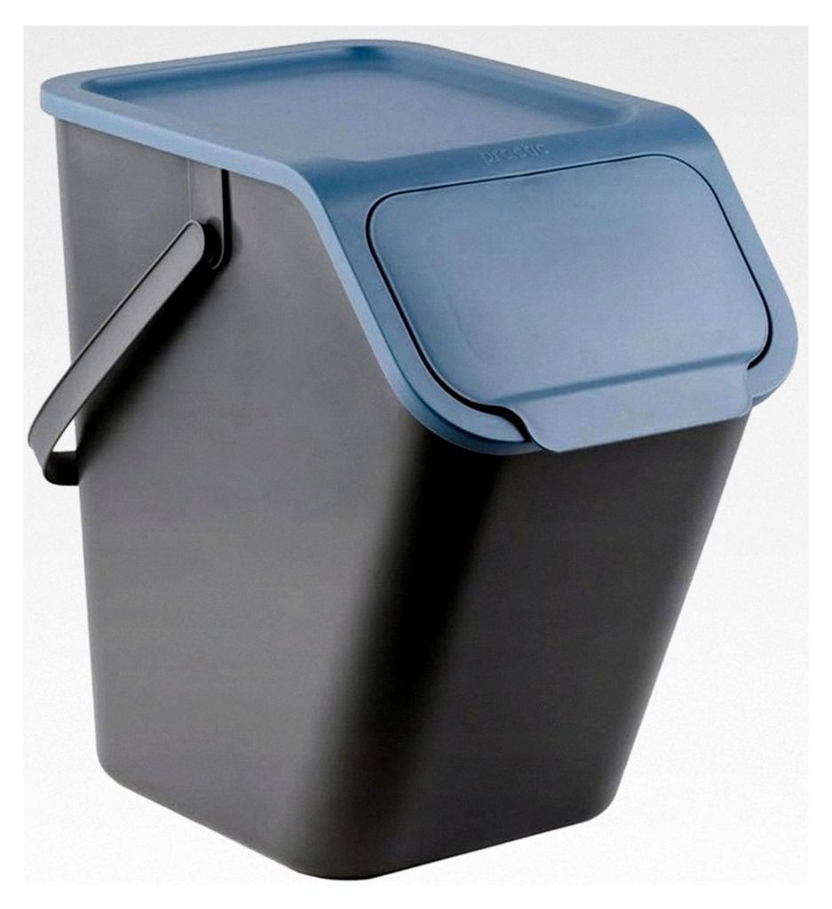 Müllbehälter 1x 25L Blau mit Deckel, Papierabfallbehälter, Mülltrennsystem für Recycling, Abfallbehälter zur Trennung, Click-Funktion