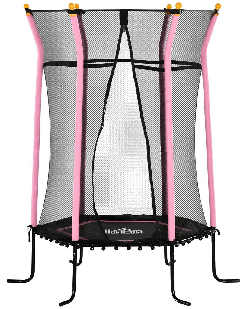 Kindertrampolin Ø163,5 cm, Trampolin mit Sicherheitsnetz, Randabdeckung, Gartentrampolin für Kinder 3-10 Jahre, bis 50 kg belastbar, Rosa