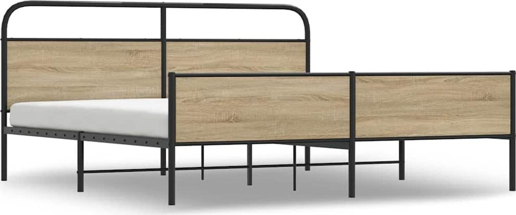 Metallbett ohne Matratze Räuchereiche 150x200 cm