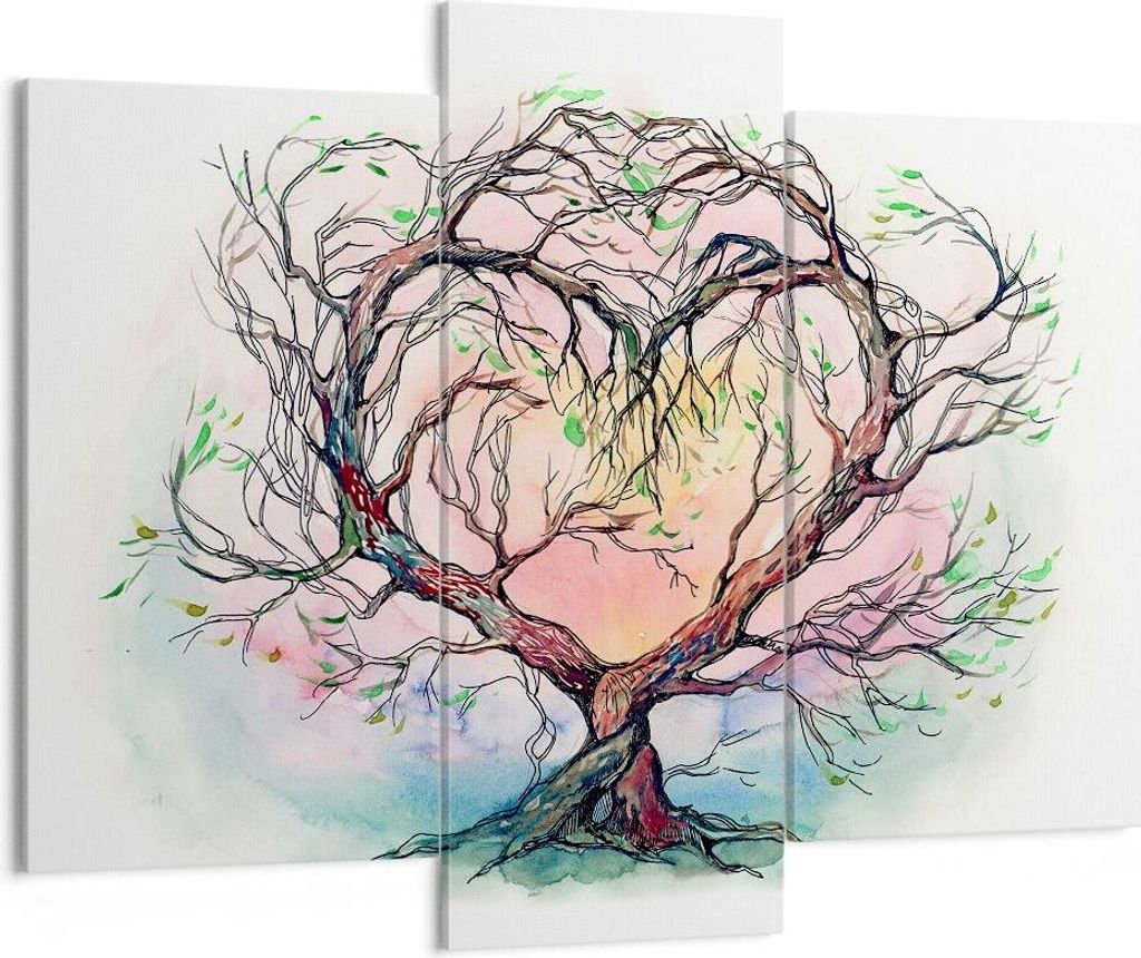 Bild auf Leinwand - Leinwandbild - Baum Herz Natur Bild - 130x100cm - Wand Bild - Wanddeko - Leinwanddruck - Bilder - Kunstdruck - Wanddekoration -...