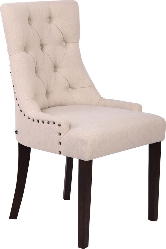 Esszimmerstuhl HILON - Stoff Creme 55x58x92 cm Braun | Essstühle Esszimmerstühle Küchenstühle Wohnzimmerstühle
